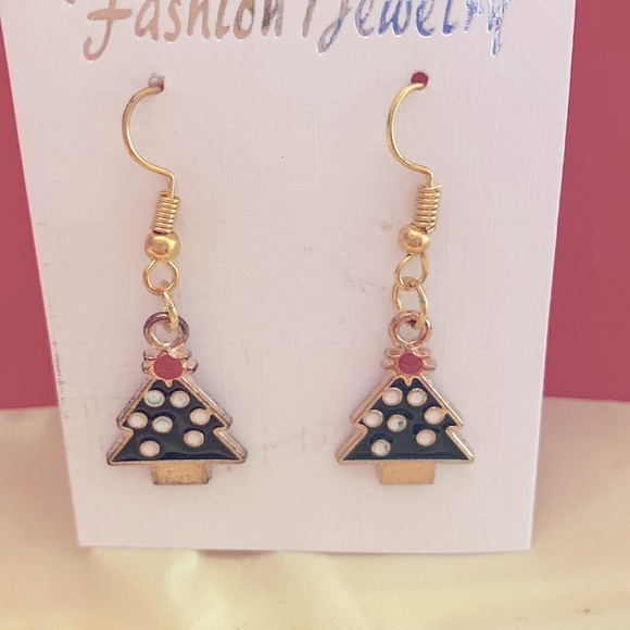 Christmas Tree Dangle Earrrings - Picture 1 of 5